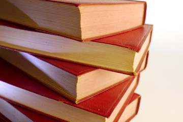 old red books in a stack