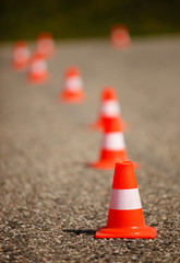 orange cones on street