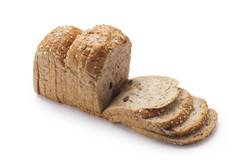Slice of bread isolated on white background
