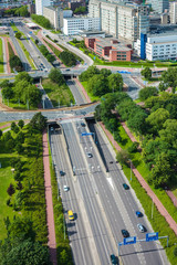Fototapeta na wymiar Large highway with roundabout in the Dutch city of Rotterdam