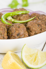Kofta - South Asian meatballs with green chilies and red onion