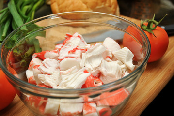 Bowl of imitation Crab Meat