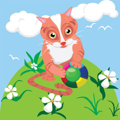 kitten playing with a ball