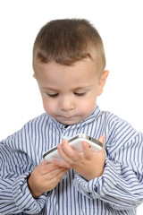 Happy little boy with phone