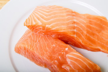Two Atlantic Salmon Fillets Closeup