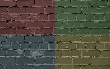 The wall of the old rough four-colors brick