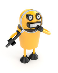 Robot with magnify glass