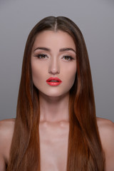 Pure beauty. Portrait of beautiful girl with smooth gloss long h