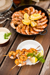 Fototapeta na wymiar table with grilled seafood
