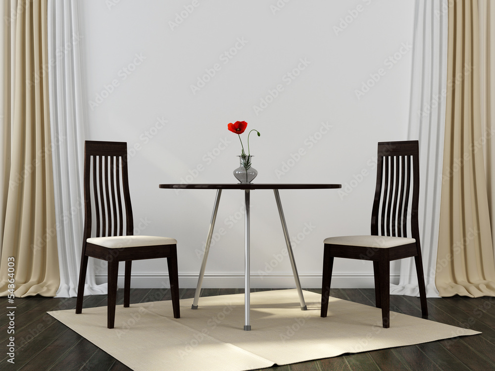 Wall mural two black chairs and a table