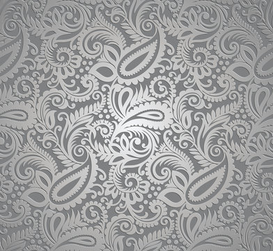 Paisley silver wallpaper