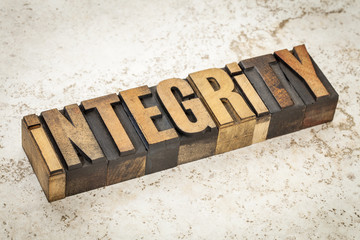 integrity word in wood type