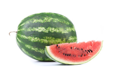 Closeup of watermelon (whole and slice)