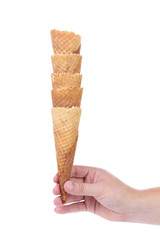 Hand hold stake of wafer cup for ice-cream.