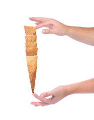 Hand hold stake of wafer cup for ice-cream.