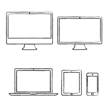 Hand-drawn electronic devices vector illustration