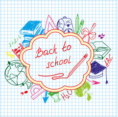 back to school drawing by hand in a notebook