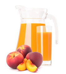 Peach fruit juice in glass jug