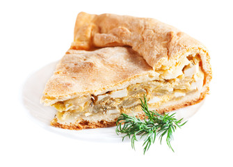 Homemade cake with cabbage and eggs