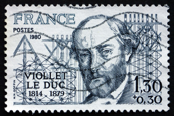 Postage stamp France 1980 Eugene Viollet le Duc, Architect