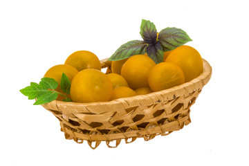 Yellow bright cherry tomato