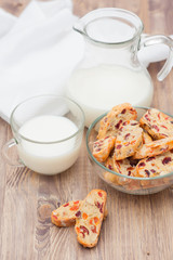 Biscotti with cranderries, apricots and almond