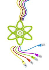 science symbol with colourful network cable