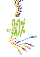 Fototapeta premium discount icon with colourful network cable