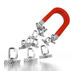 3d graphic of a magnetic document sign attracted by an magnet