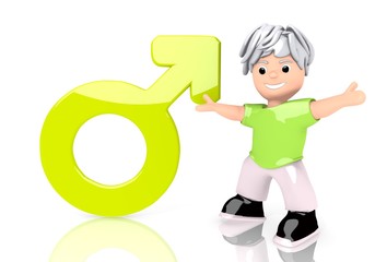 3d graphic of a young man icon  with cute 3d character