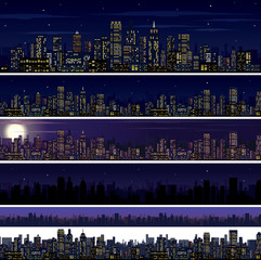 City Skyline. Collection of Night City Images