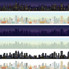 Wide Cityscape Different Time. Illustration
