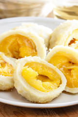 Apricots in pastry (Marillenknodel), traditional austrain dish