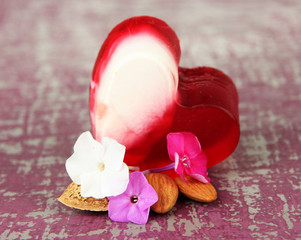 Piece of handmade soap  with almonds oil,