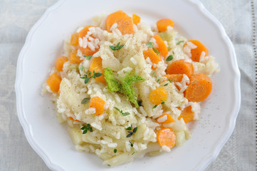 Risotto mit Fencheln und Möhren