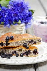 Piece of blueberry pie. Selective focus