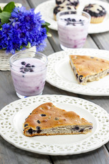 Piece of blueberry pie. Selective focus