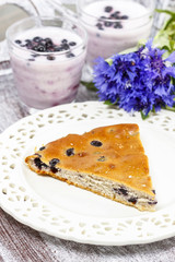 Piece of blueberry pie. Selective focus