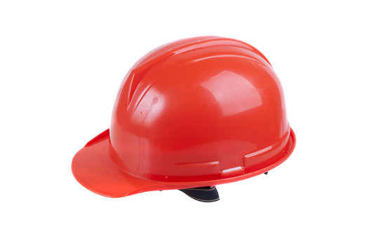 Red hard hat isolated on white
