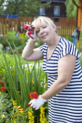 Mature woman in the garden