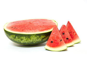 slices of watermelon isolated on white background.