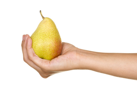 Hand with a pear