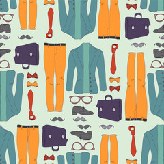 Seamless pattern with hipster clothing