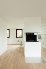 interior new house, room with fireplace