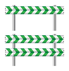 Green and white construction barricade