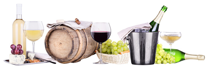 champagne, red and white wine