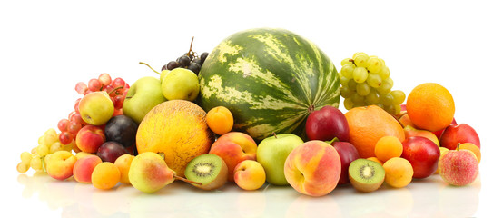 Assortment of exotic fruits isolated on white