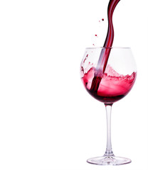 Splash red wine against a white background