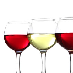 Glasses of wine isolated on white