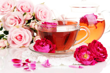 Rose tea close up